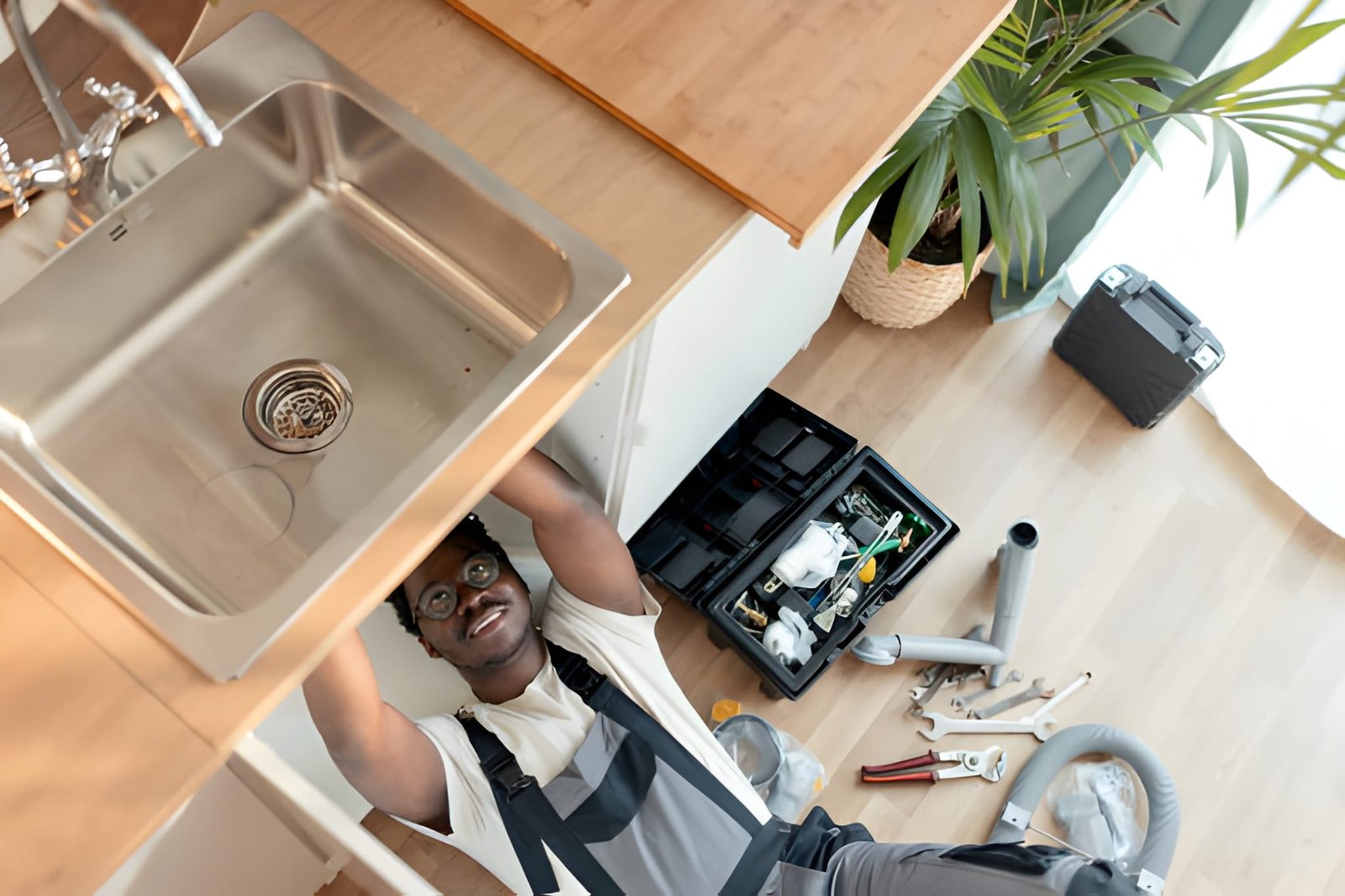 Plumber at work